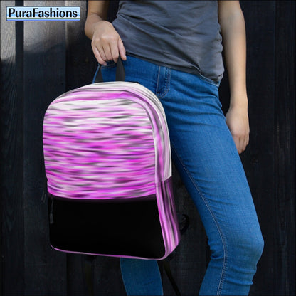 Pink Ripples Water Resistant Backpack | PuraFashions.com