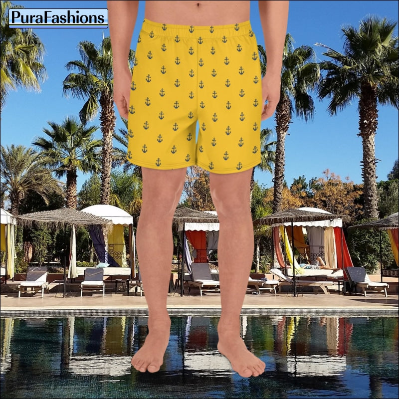 Yellow Anchor Beach Shorts | PuraFashions.com