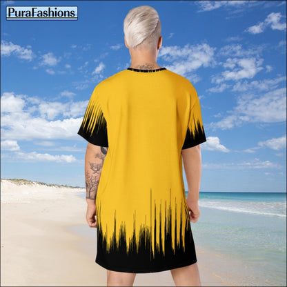 Yellow T-Shirt Beach Cover Up Dress | PuraFashions.com