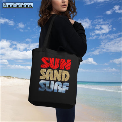 "Sun Sand Surf" Eco Tote Bag | PuraFashions.com