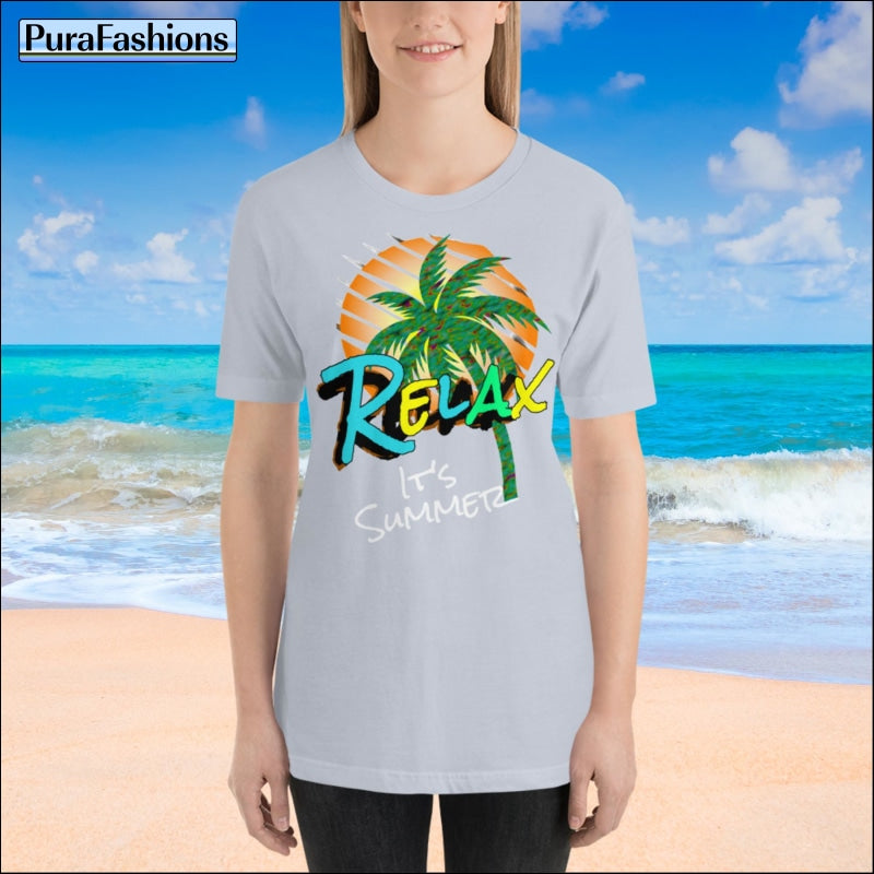 "Summer Vibes Await: Unwind in our Light Blue Tee adorned with Tropical Flair. Find it exclusively at PuraFashions.com! 🌊☀️ #RelaxInStyle"