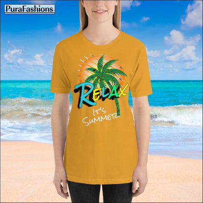 "Sunshine in Every Stitch: Dive into Summer with our Mustard Yellow Tee boasting Tropical Charm. Explore now at PuraFashions.com! 🌞🌴 #RelaxInStyle"