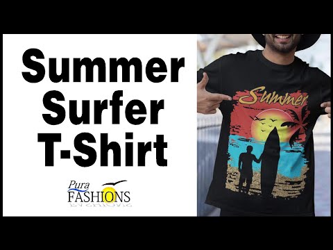 "Feel the summer vibes with this tropical-themed tee! Dive into the beach spirit with our exclusive design featuring a surfer silhouette against a stunning beach backdrop. Get ready to embrace the sun and waves in style. Shop now at PuraFashions.com!"