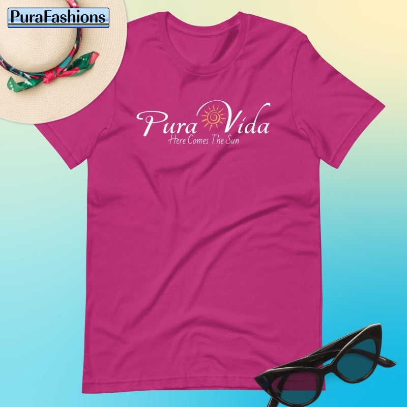 Pura Vida - Here Comes The Sun Unisex T-Shirt | Purafashions.com Berry / S
