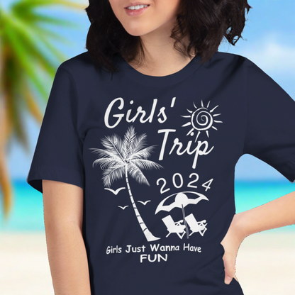 "Set Sail in Style: Girls Trip 2024 Edition! Embrace nautical vibes with our navy tee adorned with the exclusive Girls Trip 2024 design. Navigate to PuraFashions.com and make this your go-to ensemble for your next escapade!"