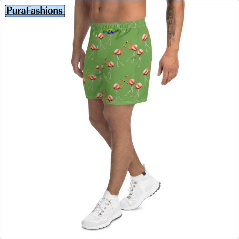 Men's Flamingo Green Beach Shorts | PuraFashions.com