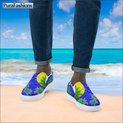 Men's Tropical Print Slip-On Canvas Shoes | PuraFashions.com
