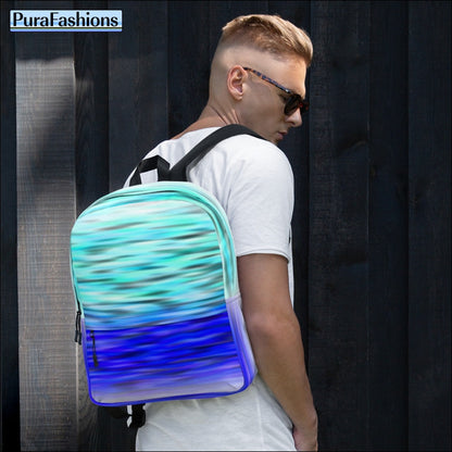 Blue Ripples Water Resistant Backpack | PuraFashions.com
