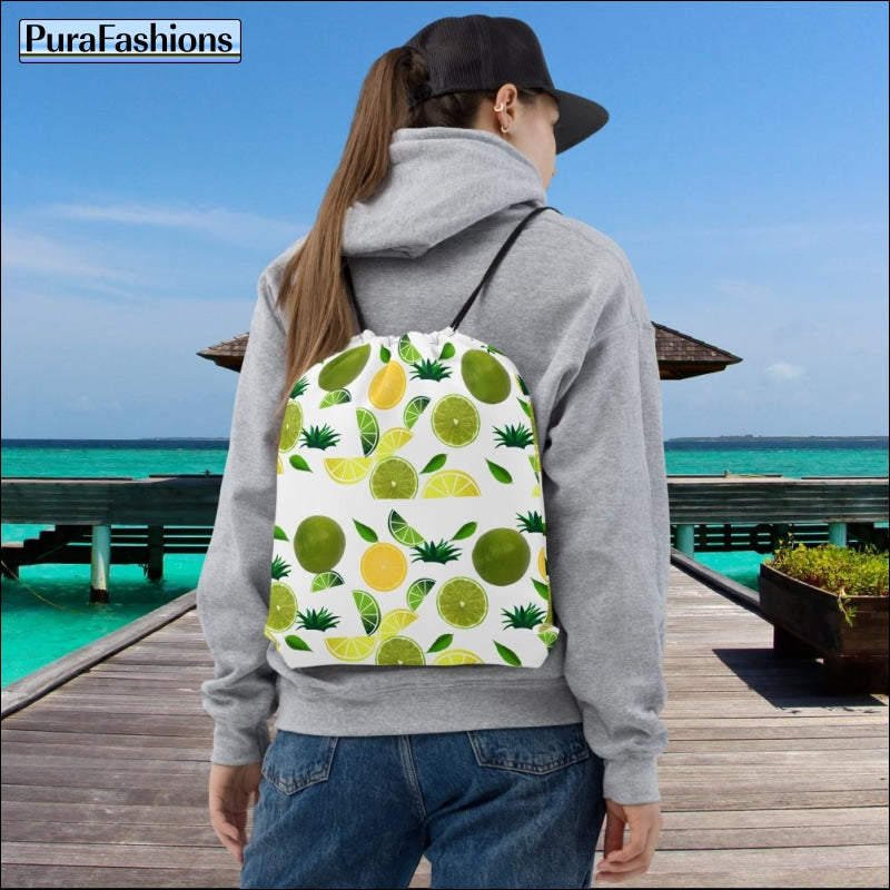 Citrus Print Drawstring Bag | PuraFashions.com