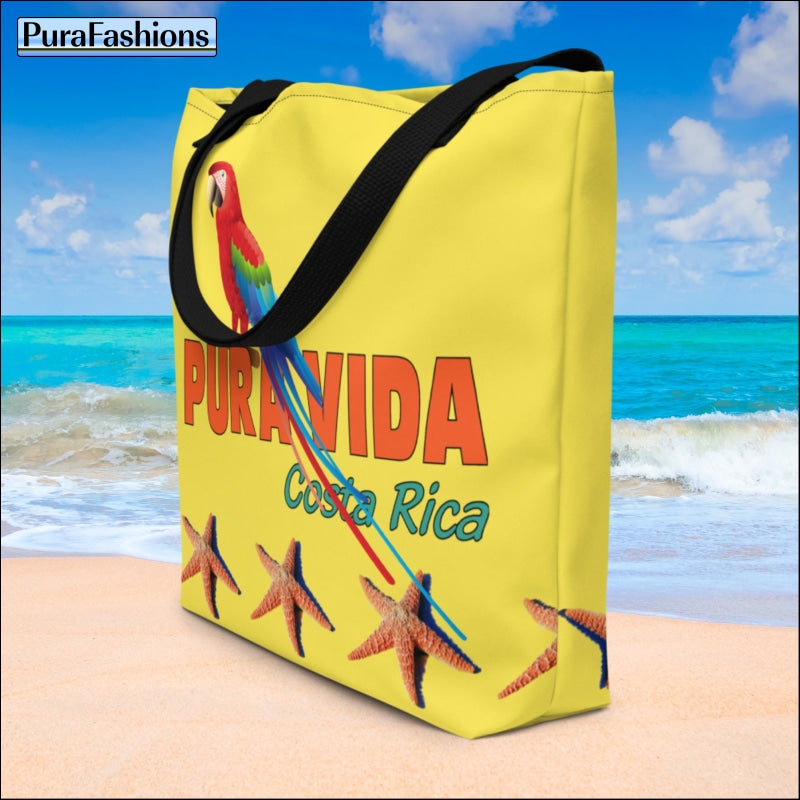 Yellow Pura Vida Parrot Beach Bag | PuraFashions.com