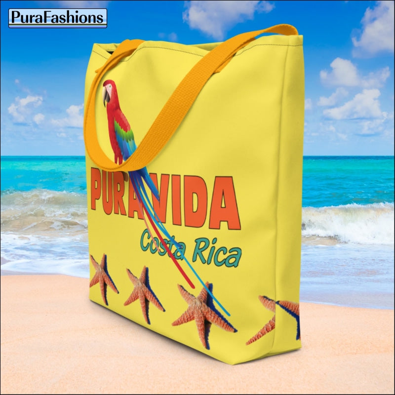 Yellow Pura Vida Parrot Beach Bag | PuraFashions.com