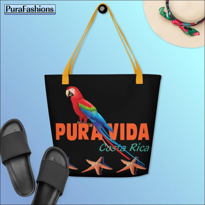 Black Pura Vida Parrot Beach Bag | PuraFashions.com