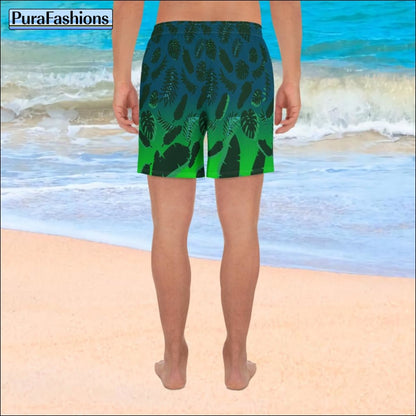 Tropic Leaves Green Beach Shorts | PuraFashions.com