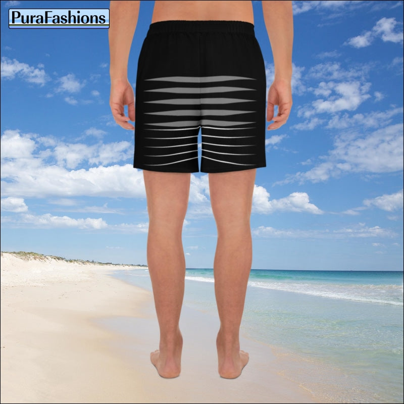 Men's Black Stripe Beach Shorts | PuraFashions.com