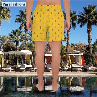 Yellow Anchor Beach Shorts | PuraFashions.com