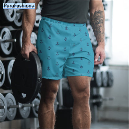 Men's Blue Anchor Beach Shorts | PuraFashions.com
