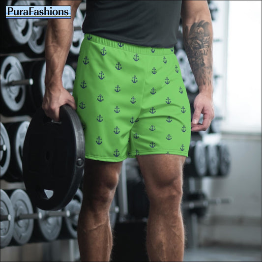 Men's Green Anchor Beach Shorts | PuraFashions.com