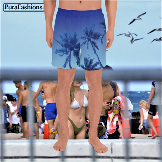 Blue Coconut Tree Beach Shorts | PuraFashions.com