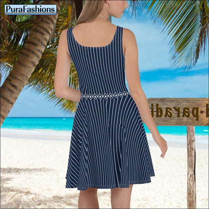 Navy Stripe Beach Dress | PuraFashions.com