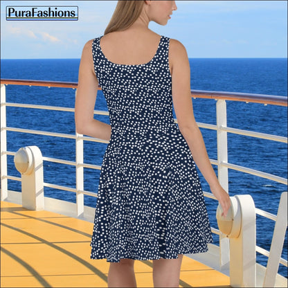 Navy Blue Sleeveless Beach Dress | PuraFashions.com