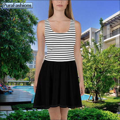 Black Stripe Beach Dress | PuraFashions.com