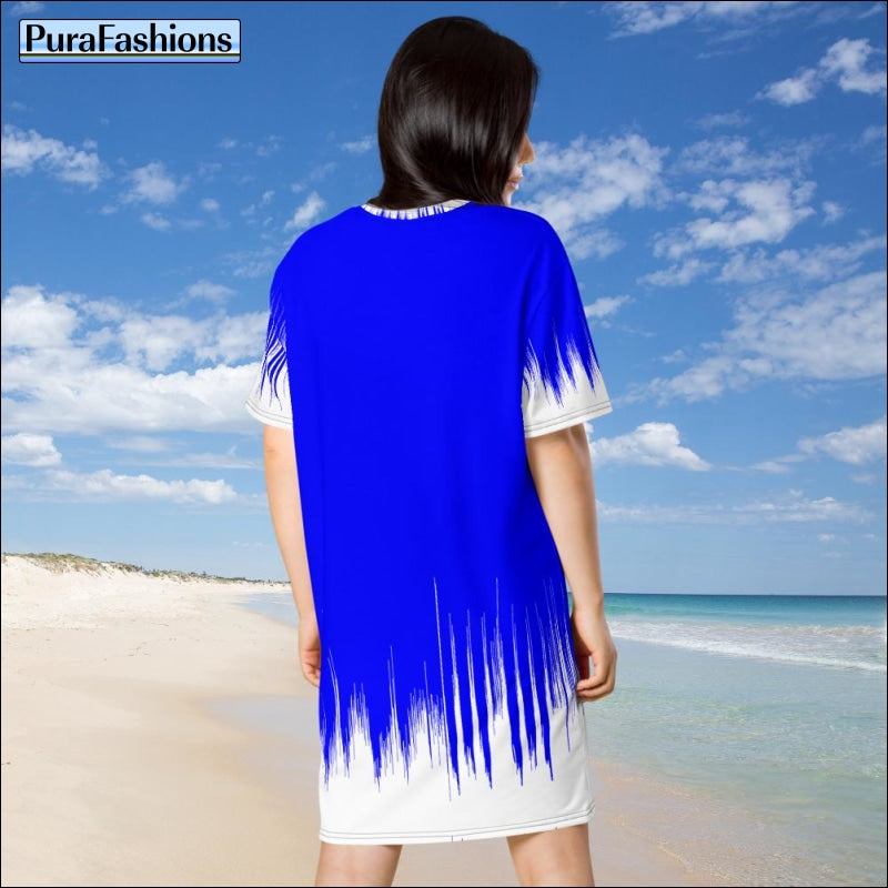 Stay Wild Blue Oversized Beach Cover Up T-Shirt Dress | PuraFashions.com