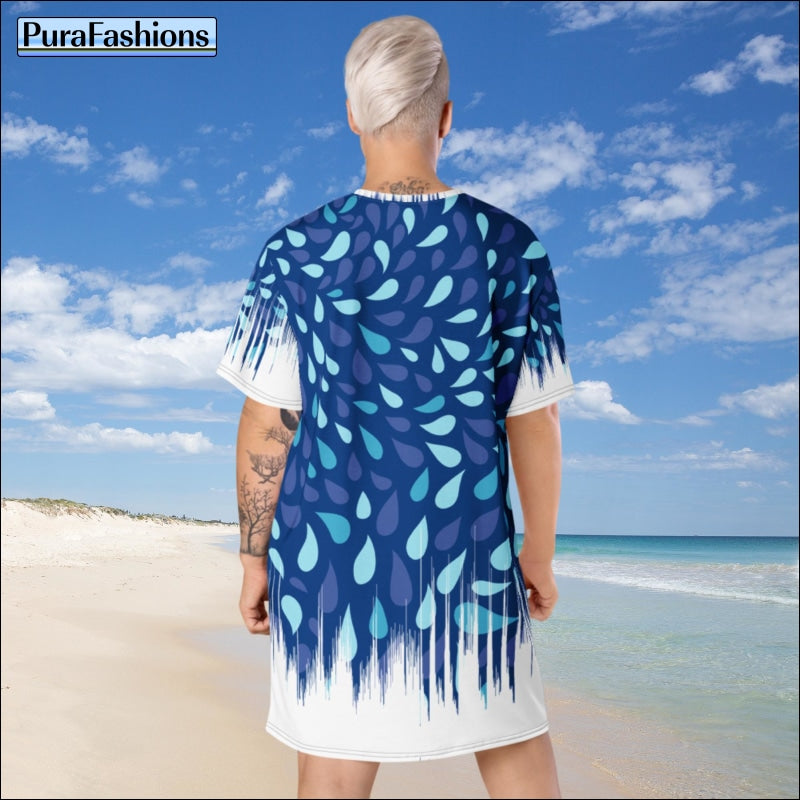 Leaf Print Stay Wild Beach Cover Up T-Shirt Dress | PuraFashions.com