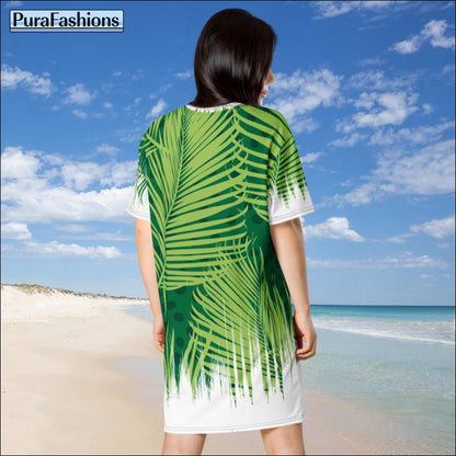 Tropical Stay Wild Beach Cover Up T-Shirt Dress | PuraFashions.com