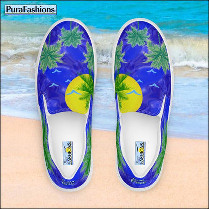 Men's Tropical Print Slip-On Canvas Shoes | PuraFashions.com