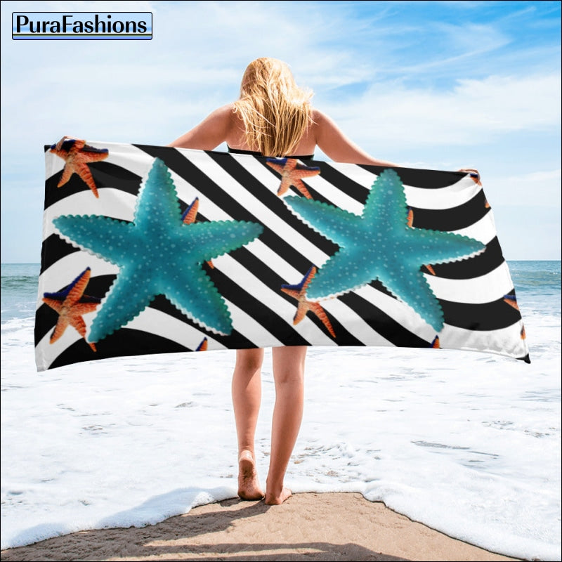 Starfish Black Beach Towel | PuraFashions.com