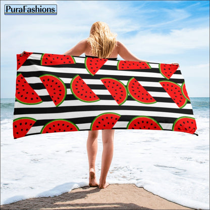 Watermelon Stripe Beach Towel | PuraFashions.com