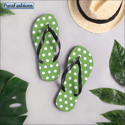 Green Polka Dot Flip Flops | PuraFashions.com