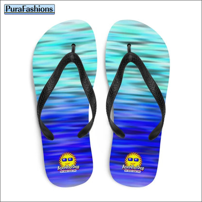 Blue Ripple Beach Flip Flops | PuraFashions.com
