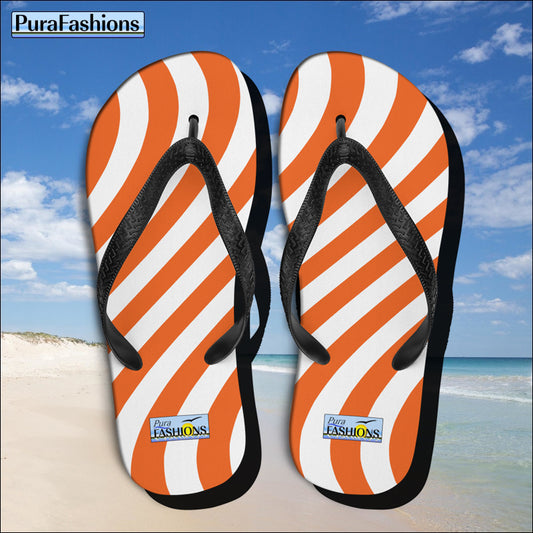 Orange Wave Beach Flip Flops | PuraFashions.com