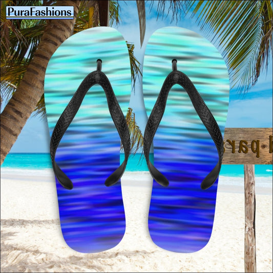 Blue Ripple Beach Flip Flops | PuraFashions.com