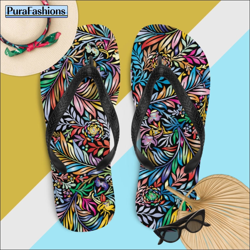 Tropical Print Beach Flip Flops | PuraFashions.com