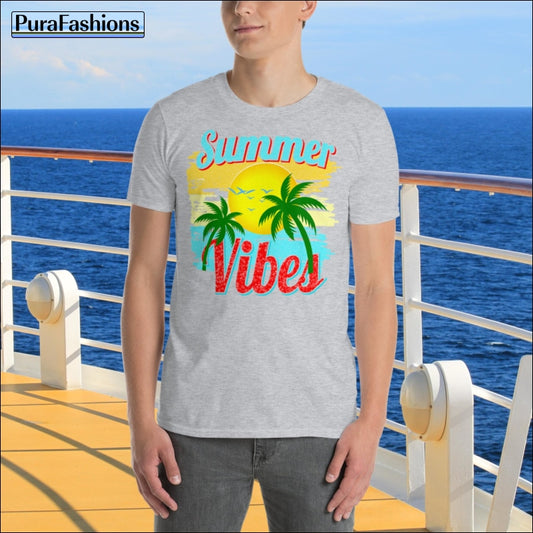 Men Women Unisex Summer Vibes Gray Gildan T-Shirt | PuraFashions.com