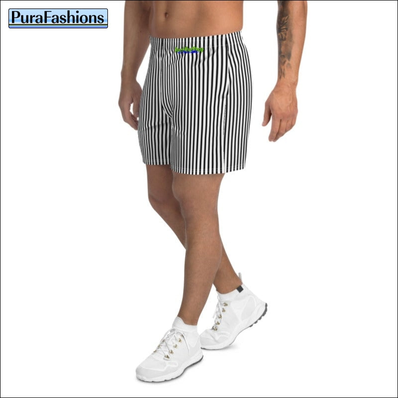 Men's Black Vertical Stripe Beach Shorts | PuraFashions.com