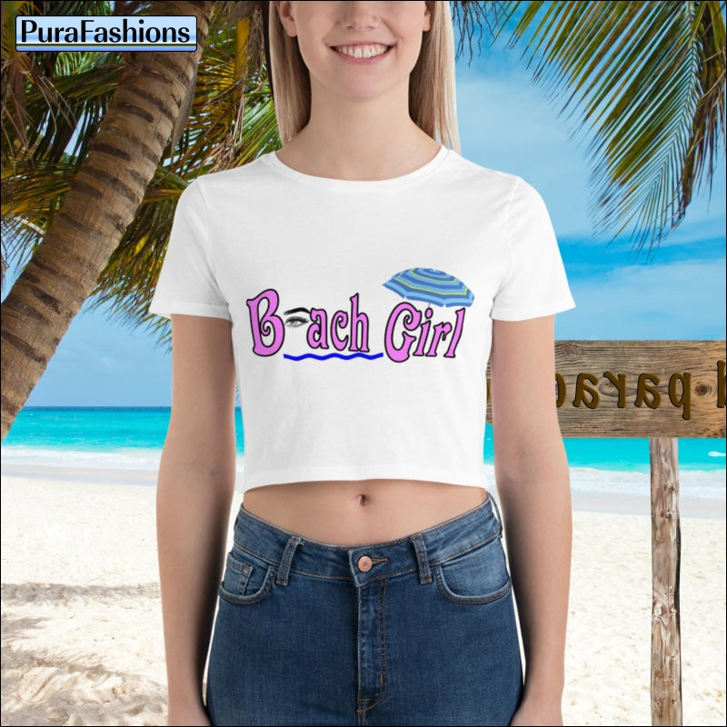 Women’s Beach Girl White Crop T-Shirt | PuraFashions.com